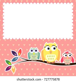 Cute owl and baby owls frame/card