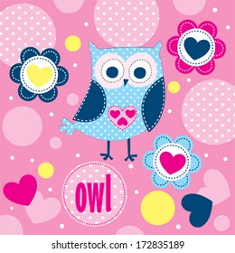 cute owl background vector illustration