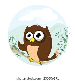 cute owl bird with beautiful background vector 