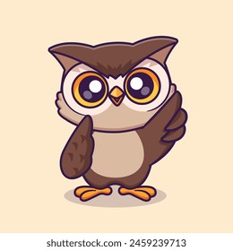 Cute Owl Bird Cartoon Vector Icon Illustration. Animal Nature Icon Concept Isolated Premium Vector. Flat Cartoon Style