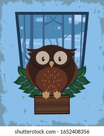 cute owl bird character icon vector illustration design