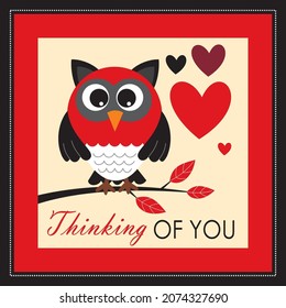 Cute owl bird and heart shape for valentine or wedding card