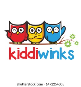 cute owl bird logo character design for education and kids logo