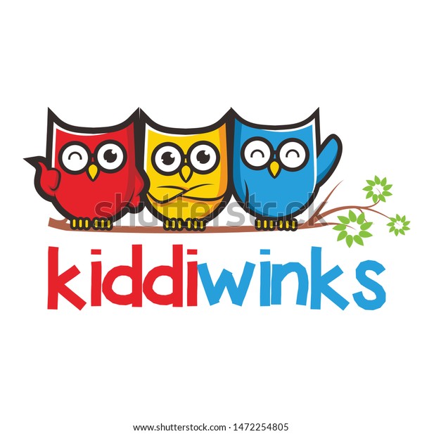 教育と子どものロゴを含むかわいいフクロウの鳥のロゴキャラクタデザイン のベクター画像素材 ロイヤリティフリー