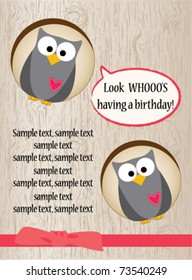 Cute owl birthday card