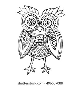 Cute owl in black and white
