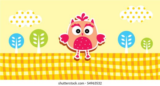 cute owl bookmark in spring garden