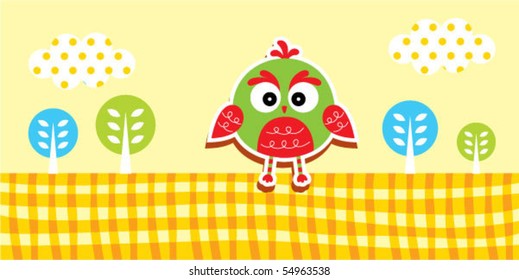 cute owl bookmark in spring garden