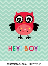 cute owl boy greeting vector
