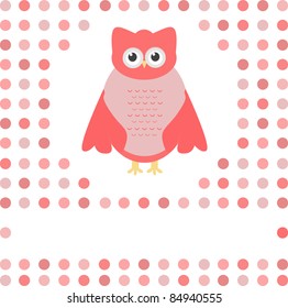cute owl card. Baby girl arrival announcement card vector