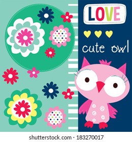cute owl card design vector illustration