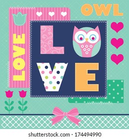 cute owl card vector illustration