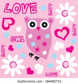 cute owl card vector illustration