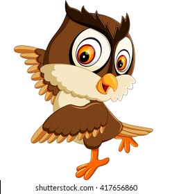 Cute Owl Cartoon Posing Stock Vector (Royalty Free) 263832884