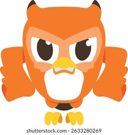 cute owl cartoon with angry expression with both hands clenched
