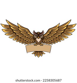 Cute owl cartoon with blank sign