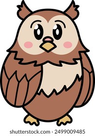 Cute Owl Cartoon Character Illustration