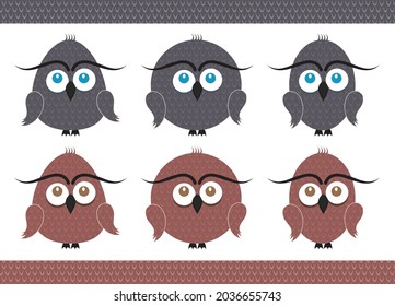 cute owl cartoon character vector art illustration design