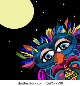 Cute Owl, cartoon drawing, cute illustration for children, vector illustrations (hipster symbol series)