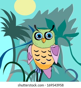 Cute Owl, cartoon drawing, cute illustration for children, vector illustrations (hipster symbol series)