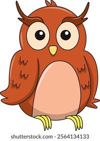 Cute owl cartoon. Flat vector illustration. Wild life animals. Cute animal on white background