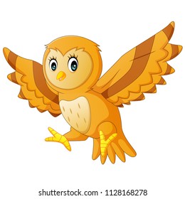 Cute owl cartoon flying