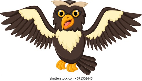 Cute owl cartoon flying