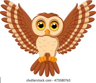 Cute owl cartoon flying

