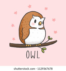 Cute Owl cartoon hand drawn style