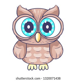 Cute owl. cartoon hand drawn vector illustration. Can be used for baby t-shirt print, fashion print design, kids wear, baby shower celebration greeting and invitation card. - Vector