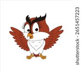 Cute owl cartoon illustration vector