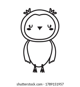 Cute owl cartoon line style icon design, Animal zoo life nature and character theme Vector illustration