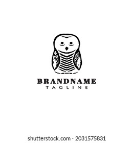 cute owl cartoon logo icon design template modern black vector illustration