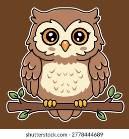 Ilustración vectorial linda de la mascota de la historieta del búho