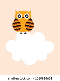 cute owl cartoon message card vector