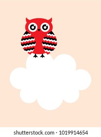 cute owl cartoon message card vector