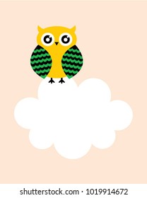 cute owl cartoon message card vector