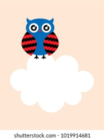 cute owl cartoon message card vector