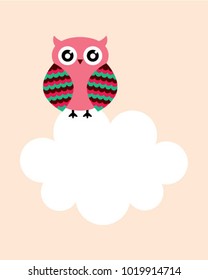 cute owl cartoon message card vector