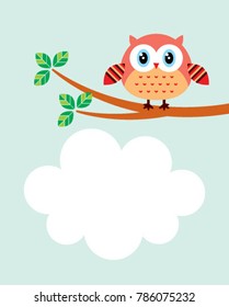 cute owl cartoon message card vector