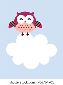 cute owl cartoon message card vector