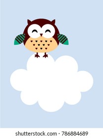 cute owl cartoon message card vector