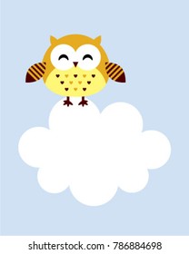cute owl cartoon message card vector