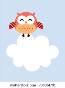 cute owl cartoon message card vector