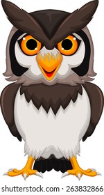 Cute owl cartoon posing