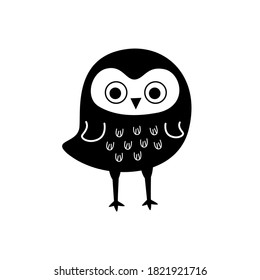 cute owl cartoon silhouette vector
