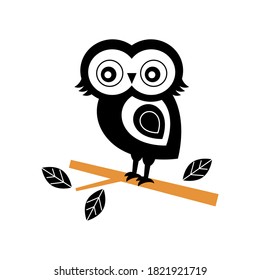 cute owl cartoon silhouette vector