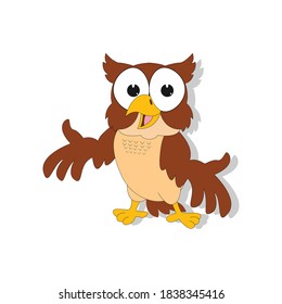 cute owl cartoon, simple vector illustration