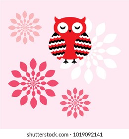 cute owl cartoon in spring vector