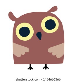 Cute owl in cartoon style. Vector illustration isolated on white background.